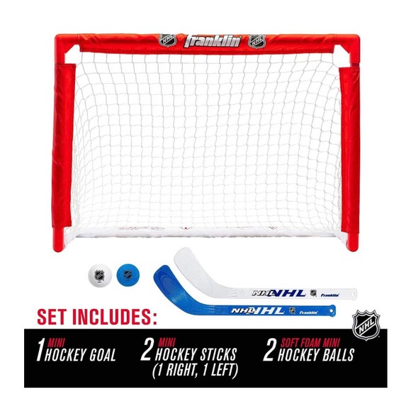 Franklin Sports NHL Mini Hockey Hockey Goal 2 Mini Hockey Sticks 2 Foam Balls - Picture 2 of 7